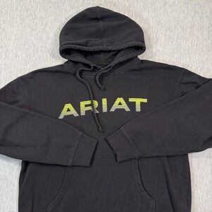 Ariat Hoodie Men Medium Black Pullover Green Logo Graphic Western Workwear
